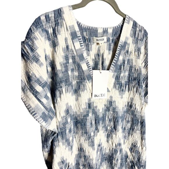 NWT BOTEH Neith Ikat Tunic Blue Size Small Cotton Beach Coverup‎ Resort - Picture 8 of 12